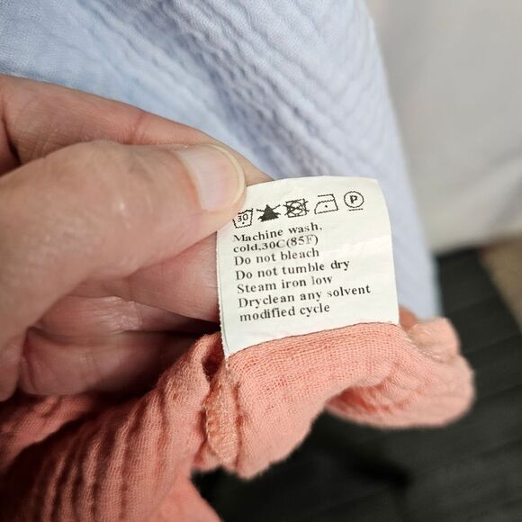 Pastel Colorblock Cotton Gauze Button Up Shirt Size XL - Picture 7 of 8